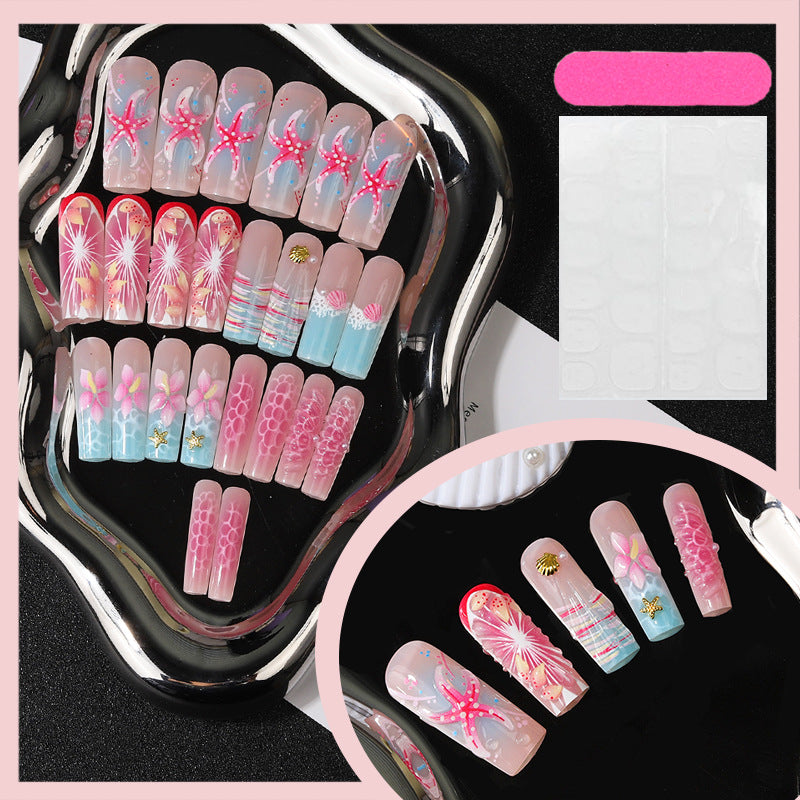 Tropisch vom Ozean inspiriertes Press-On Nagelset Brehn