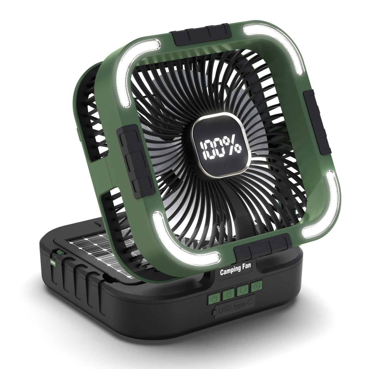 Unisex Tragbarer Campingventilator mit USB-Anschluss und LED-Beleuchtung Brehn