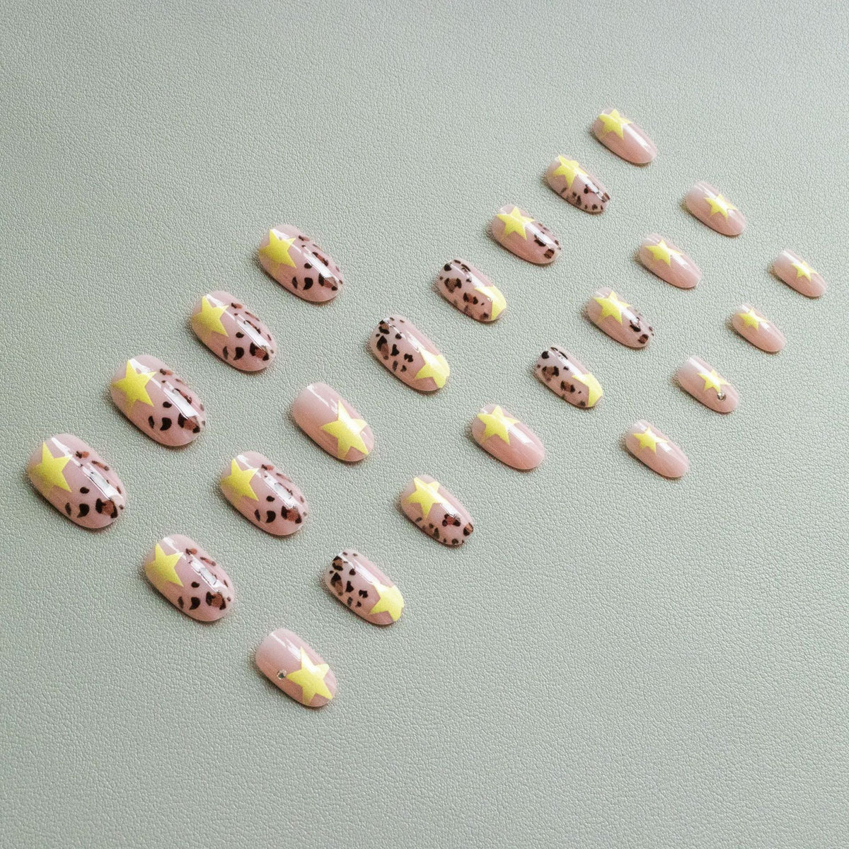 Trendy Tierdruck und Stern Nagelkunst Set