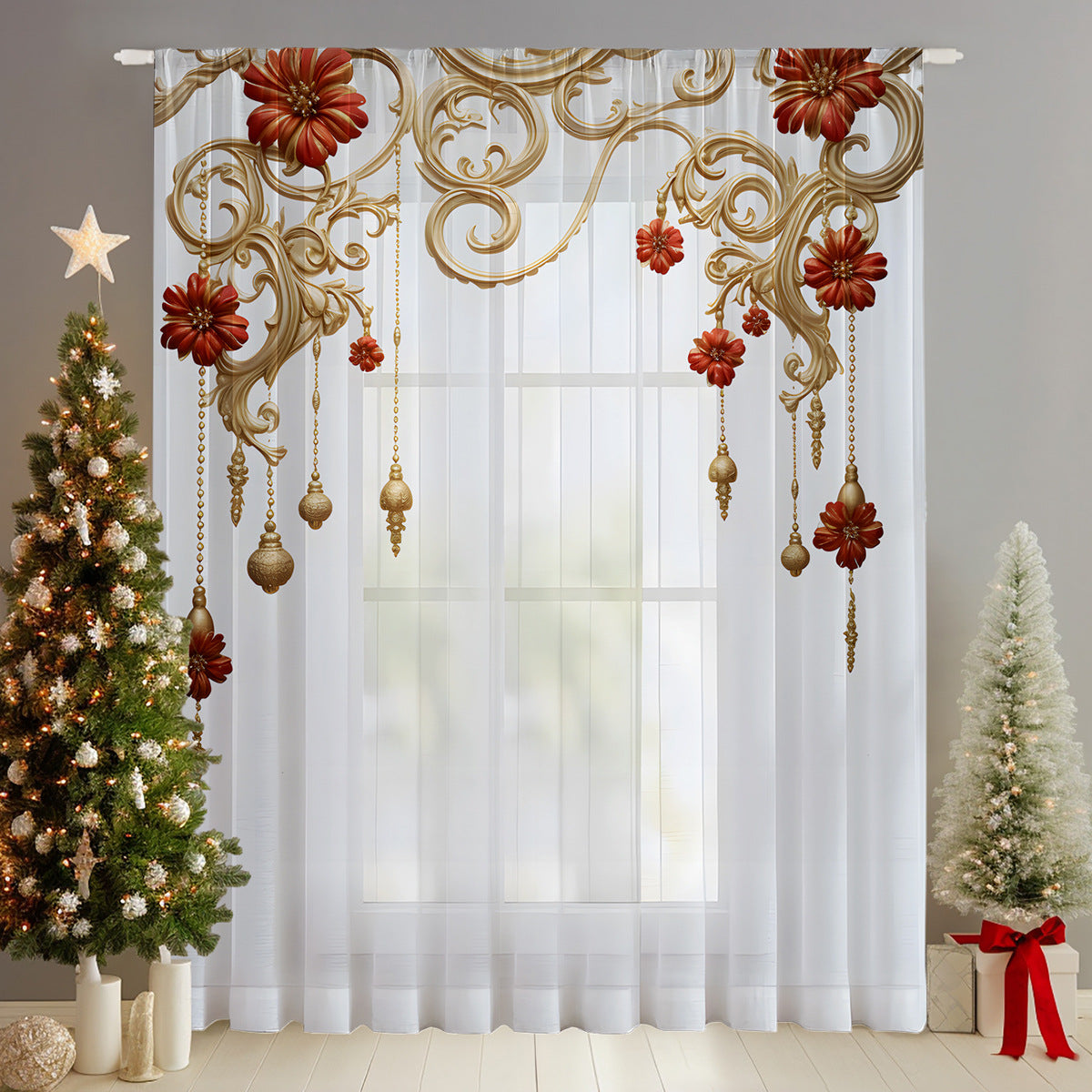 Dekorative florale Druck transparente Gardine