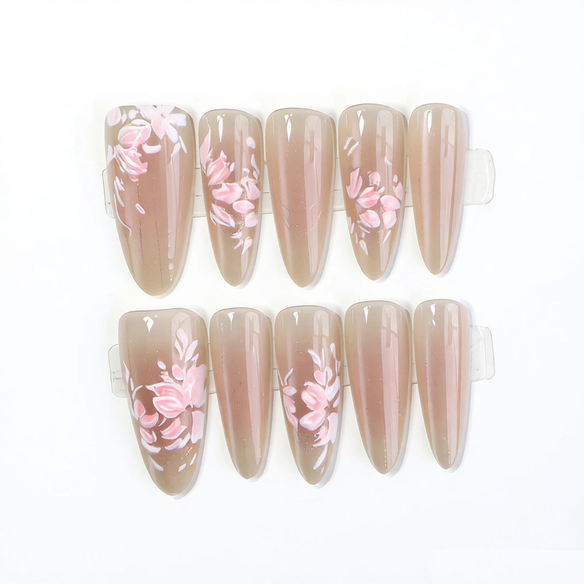 Elegantes Press-On-Nagelkunst-Set mit floralem Design Brehn