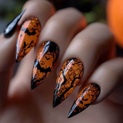 Halloween-Themen Stiletto Press-On Nägel Brehn