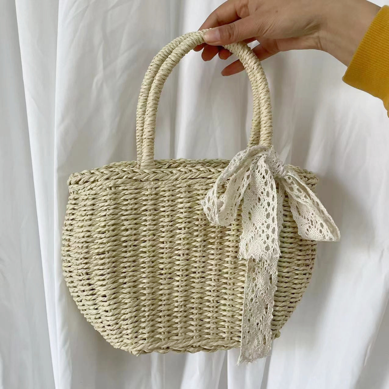Handgefertigte Strohhandtasche Brehn