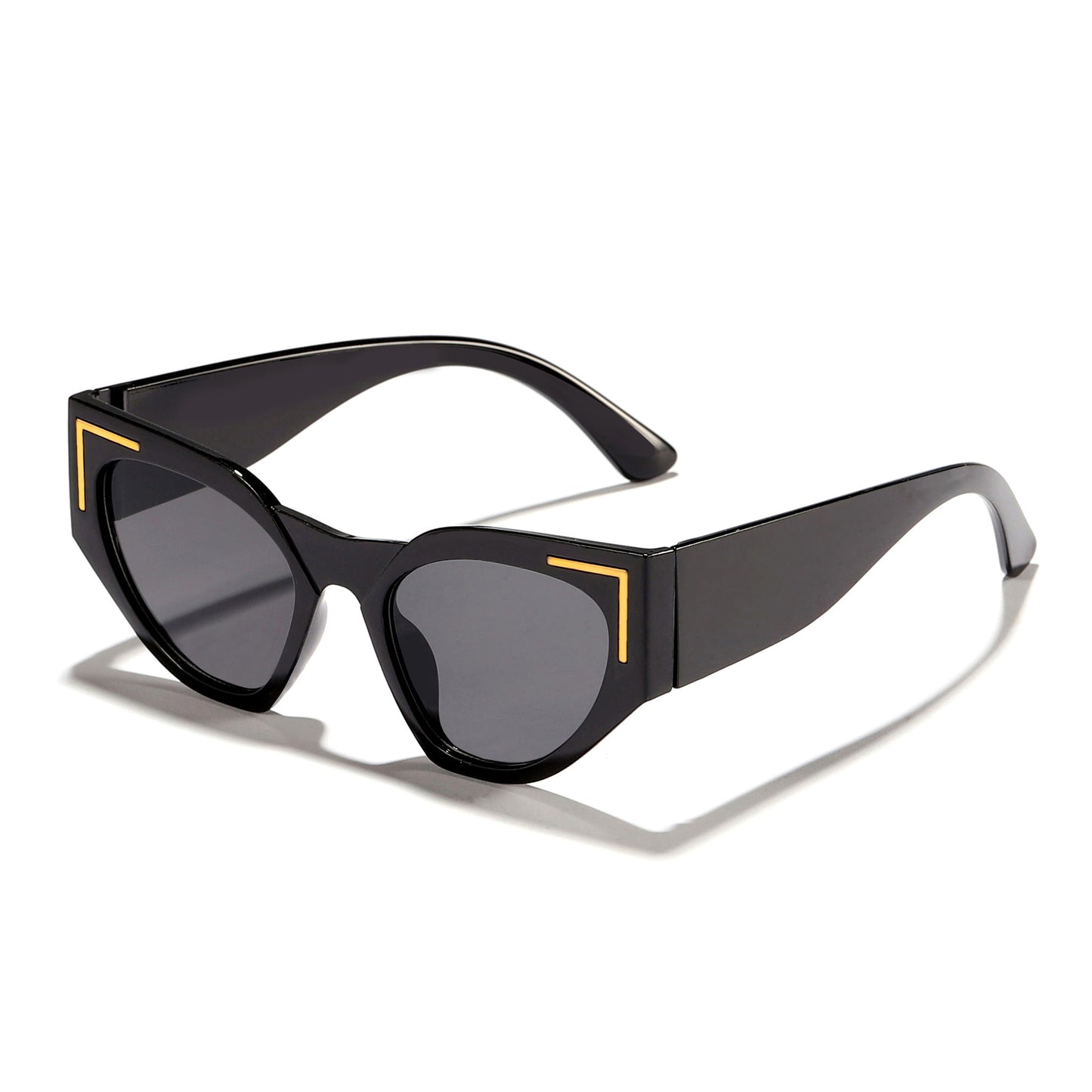 Damen kreative Cat-Eye Sonnenbrille mit transparentem Rahmen und braunen Gläsern Brehn