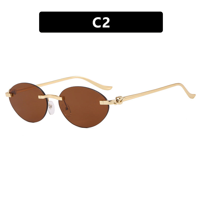 Damen elegante ovale Sonnenbrille mit goldenen Akzenten Brehn