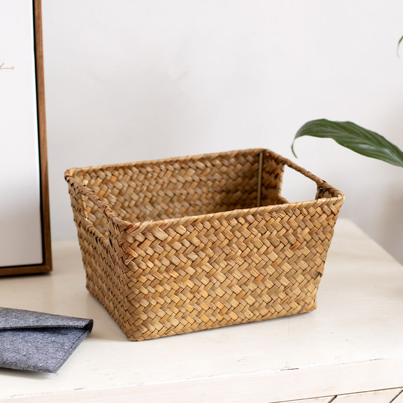 Unisex Aufbewahrungskorb aus handgewebtem Naturmaterial Brehn