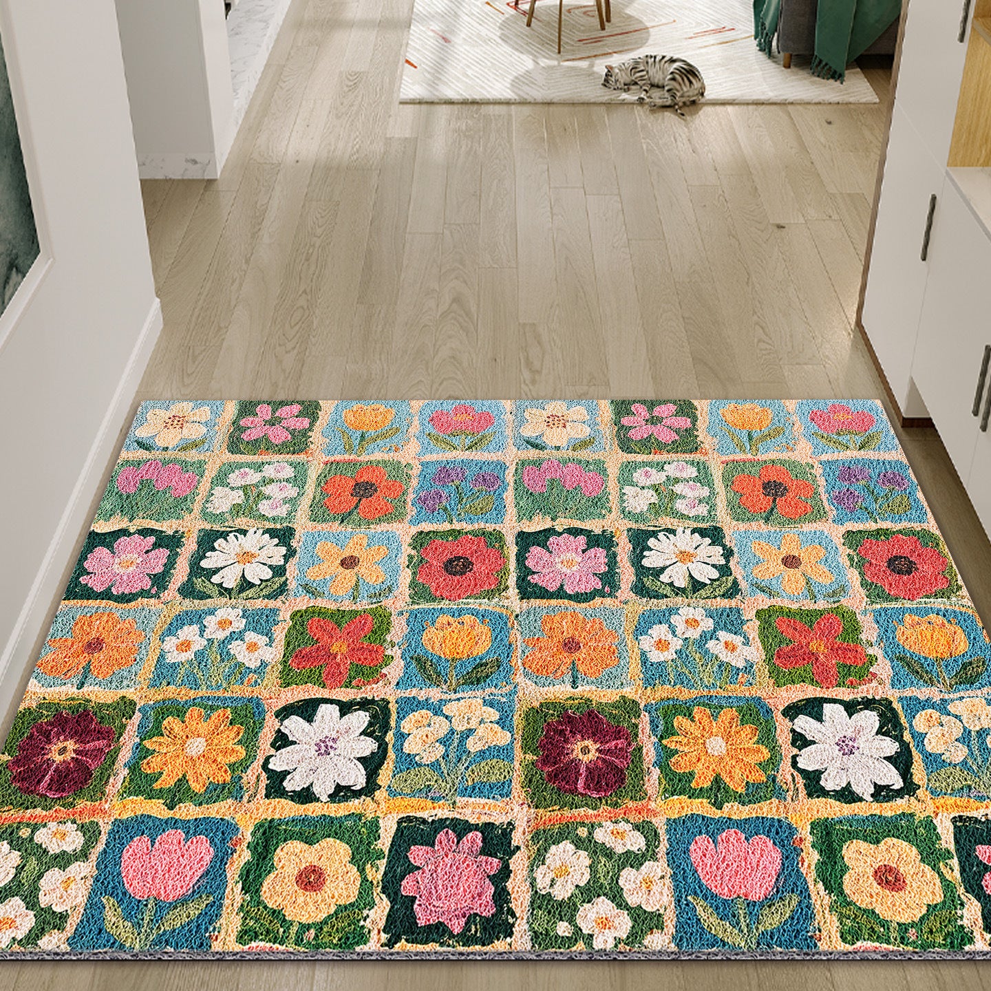 Buntes Florales Patchwork-Teppich Brehn