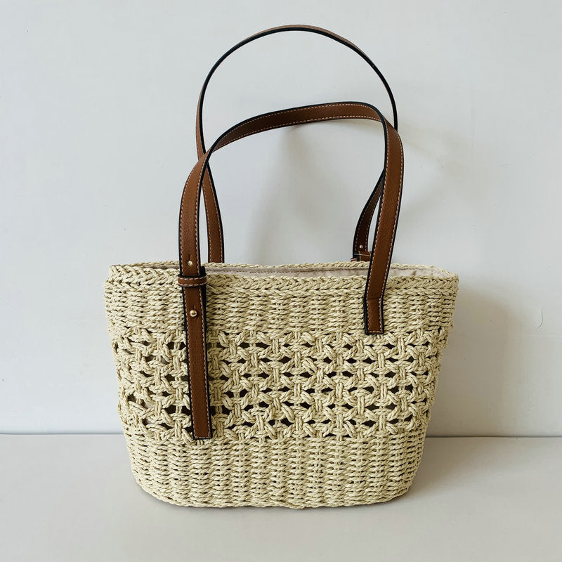 Handgefertigte Strandtasche mit Hochwertigen Ledergriffen Brehn