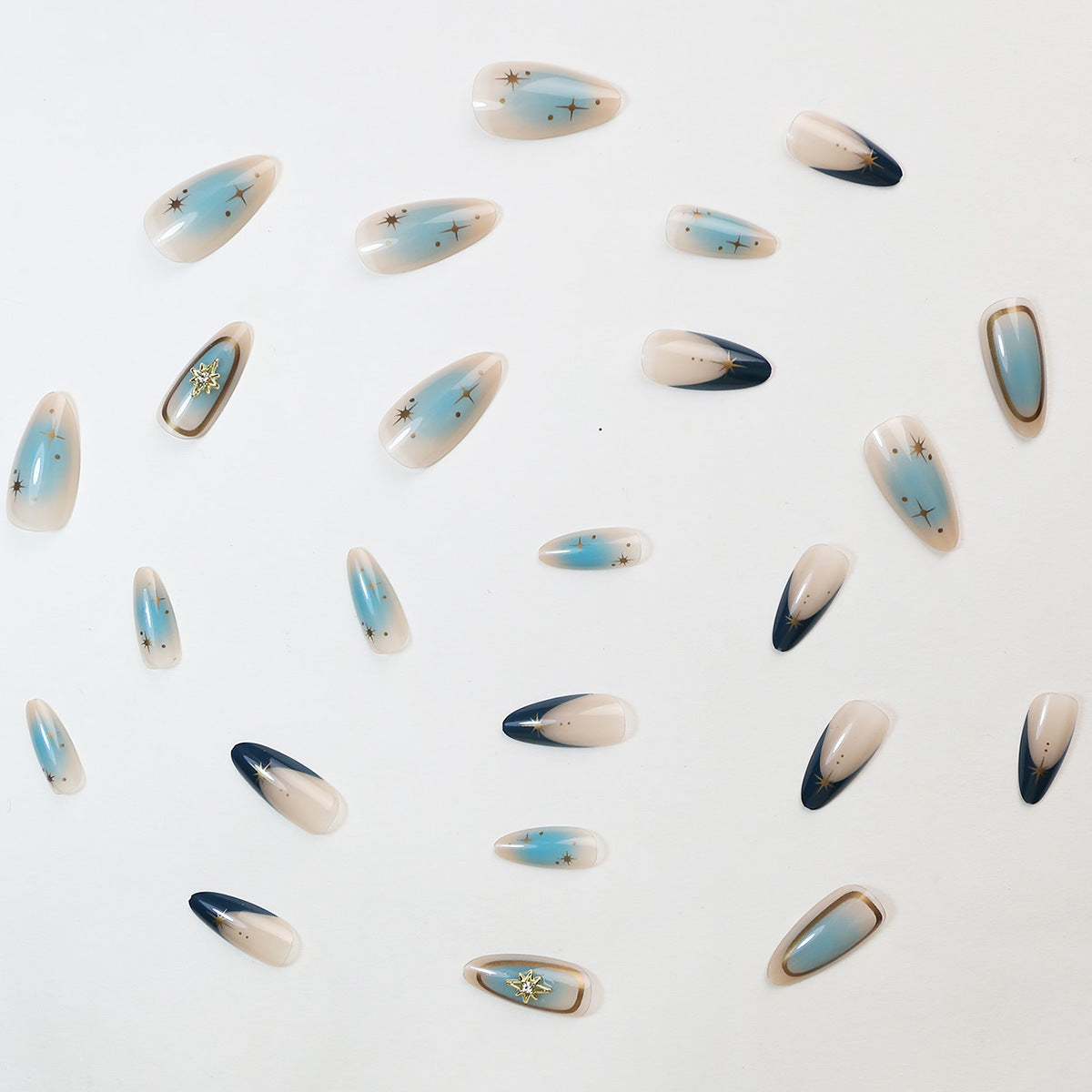 Künstlerische Ombre Press-On Nagelkunst Brehn