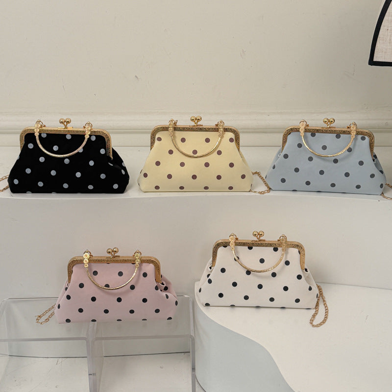 WoVintage Elegante Polka Dot Abend-Clutch Brehn