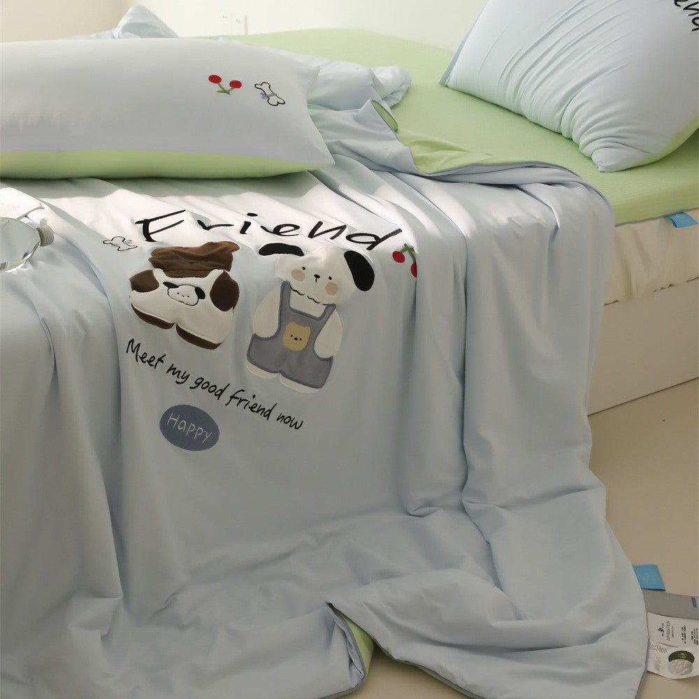 Bettwäsche-Set aus Baumwollsatin mit minimalistischem Panda-Print und extraweichem Spannbettlaken