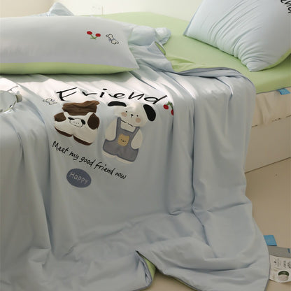 Bettwäsche-Set aus Baumwollsatin mit minimalistischem Panda-Print und extraweichem Spannbettlaken