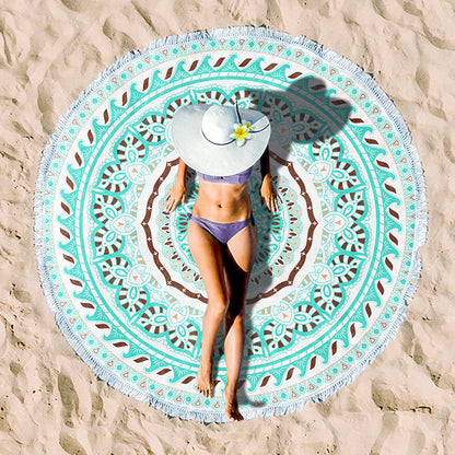 Rundstrandtuch mit floralen Fransenmuster Brehn