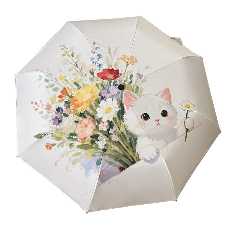 Damen Faltbarer Regenschirm mit floralen Akzenten Brehn
