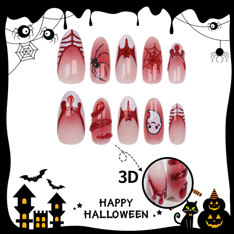 Halloween Kunstnagelset mit gruseligen Spinnen- und Gespensterdesigns Brehn