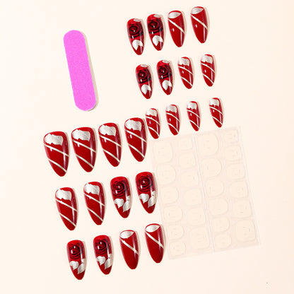 Rose-Accent Stiletto Nagelkunst Verlängerungen Brehn