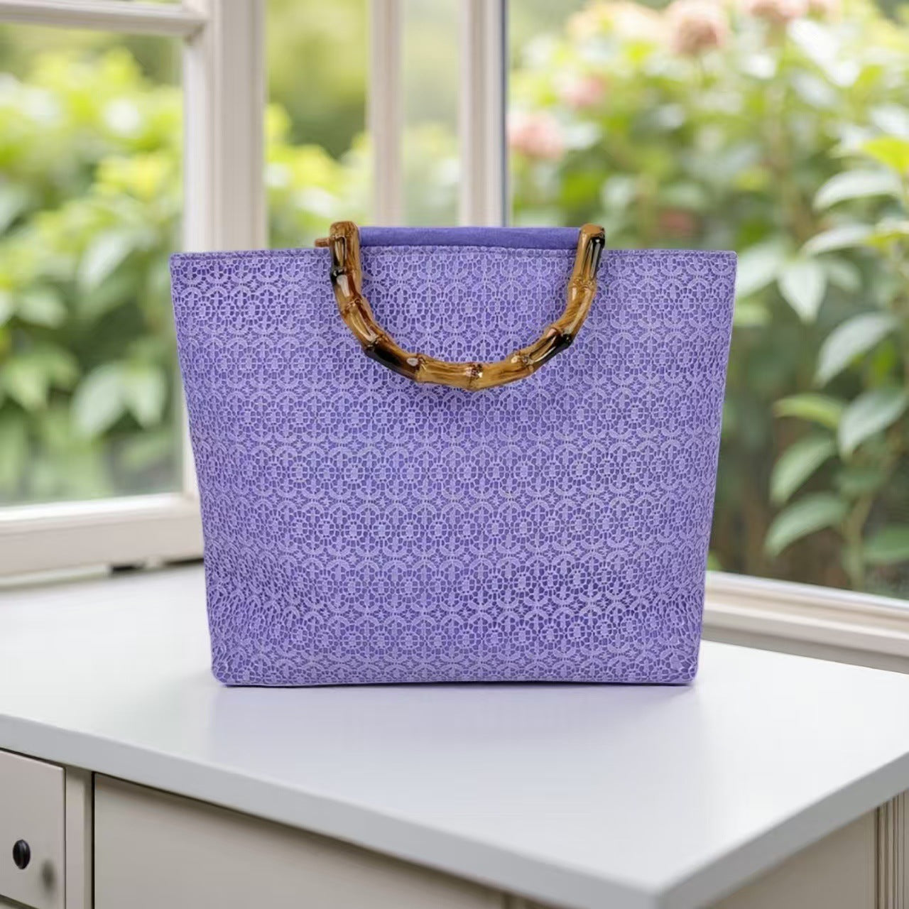 Elegante Baumwolltasche mit Bambusgriffen Brehn