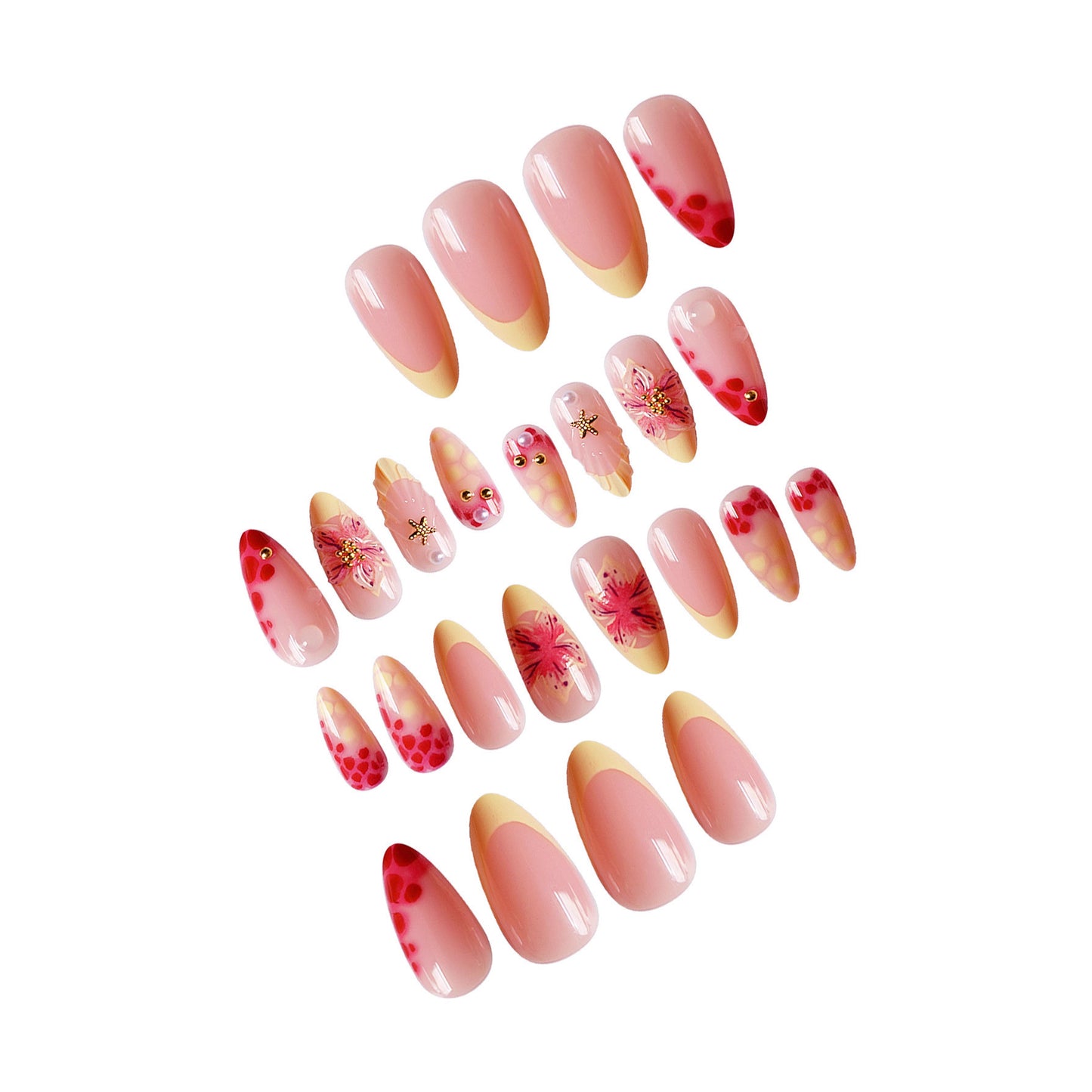 Florale 3D Press-On Nagelkunst Brehn