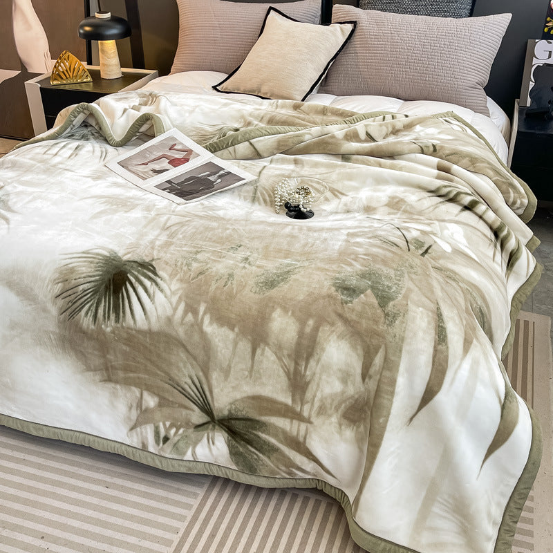 Blumengemusterte Fleece-Wurfdecke Brehn