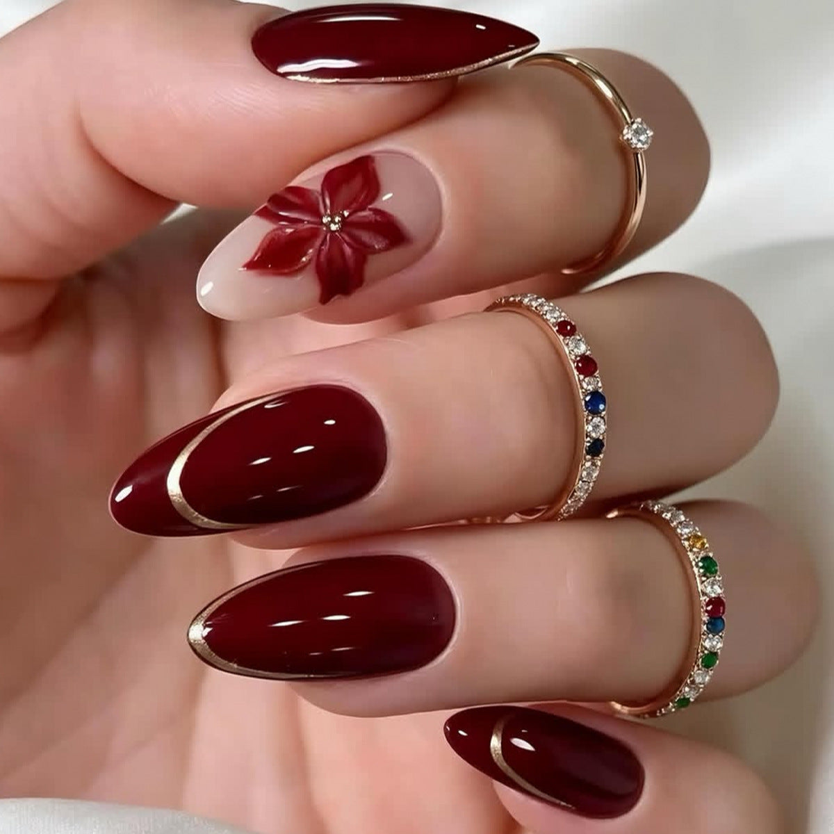 Elegante florale Akzent Stiletto-Nagelkunstverlängerungen Brehn