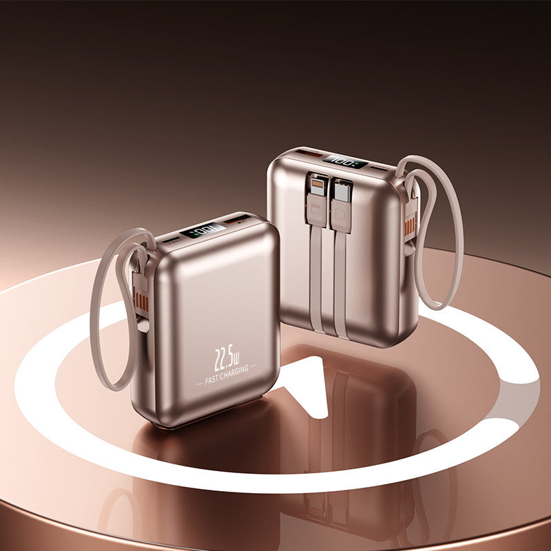Tragbare Powerbank mit Schnellladefunktion und integriertem Kabelsystem Brehn
