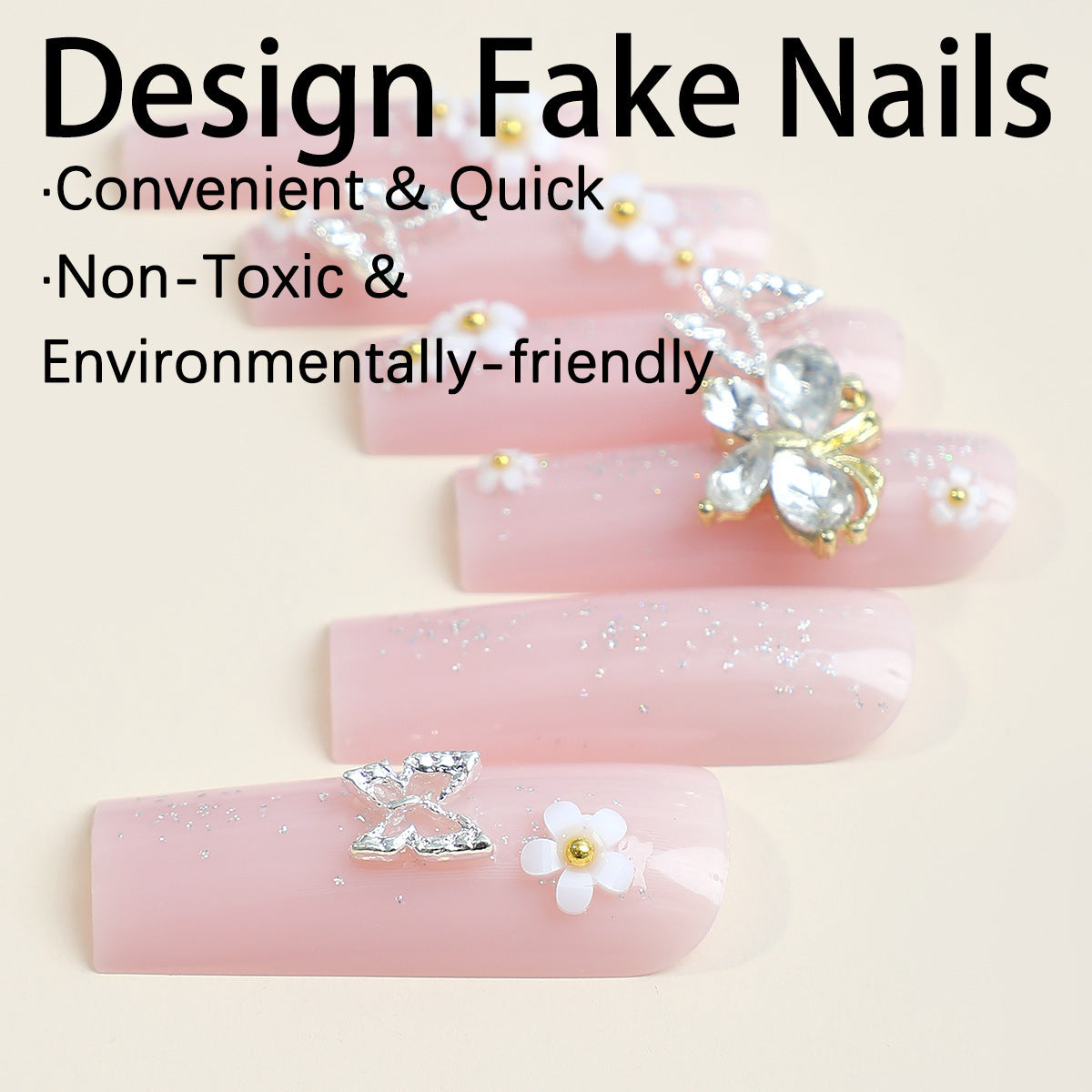 Kunstnagelset mit floralen und glitzernden Akzenten Brehn