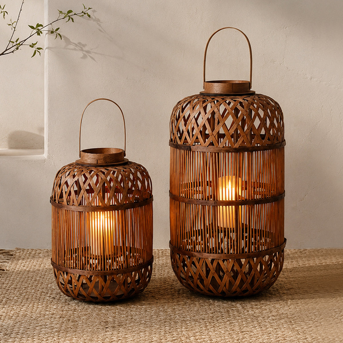 Stilvolle Handgefertigte Rattan-Laterne Brehn
