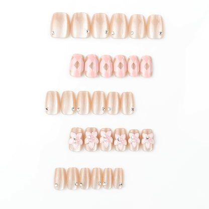 Künstlerisches mit Edelsteinen verziertes Press-On Nagelkunst Set Brehn