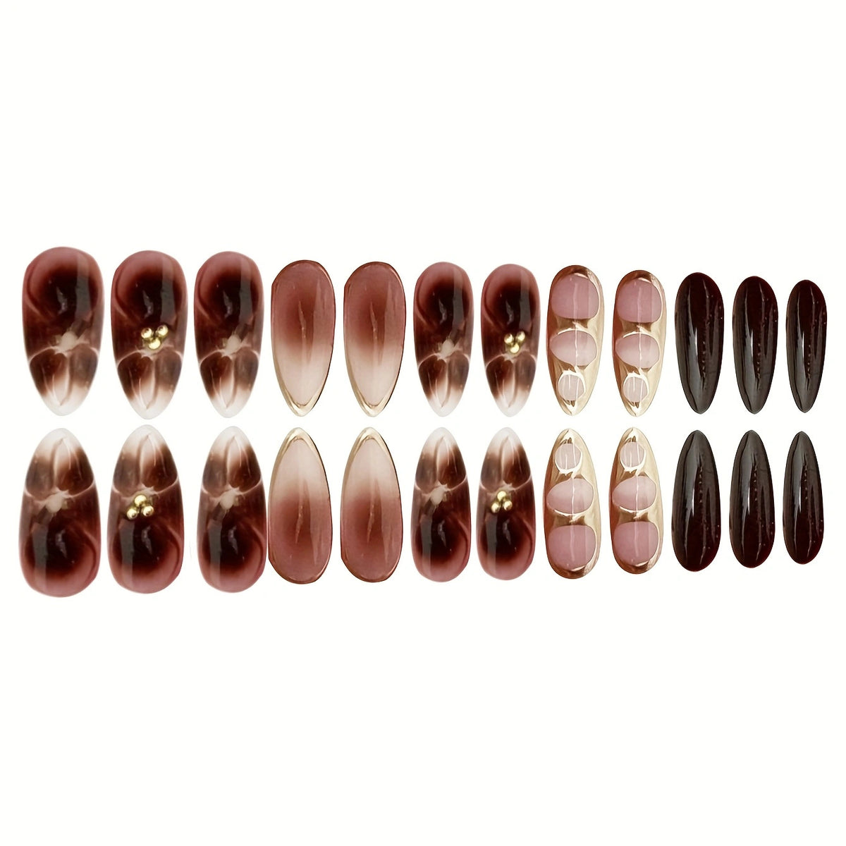 Elegante sculptierte Press-On-Nagel-Set Brehn
