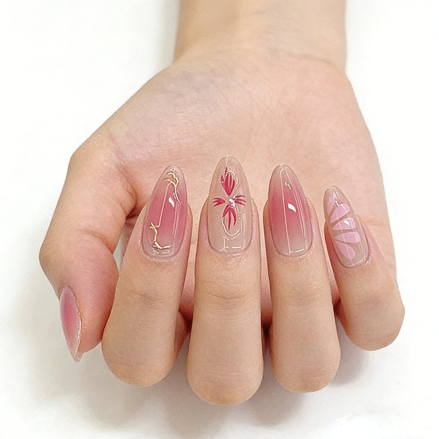 Künstlerisches florales Ombre Drucknagel-Set Brehn