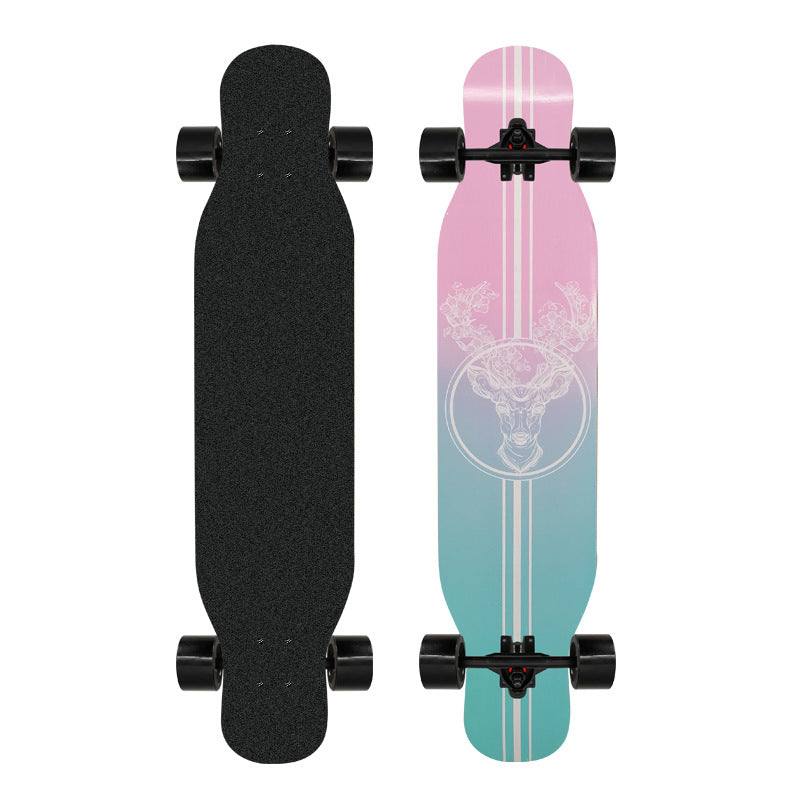 Künstlerisch mit Löwenmotiv verziertes Longboard Brehn