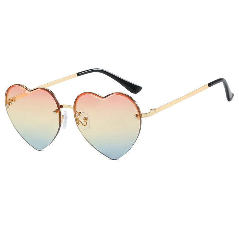 Damen Herzförmige Sonnenbrille mit verspiegelten Gläsern und modischem Metallrahmen Brehn