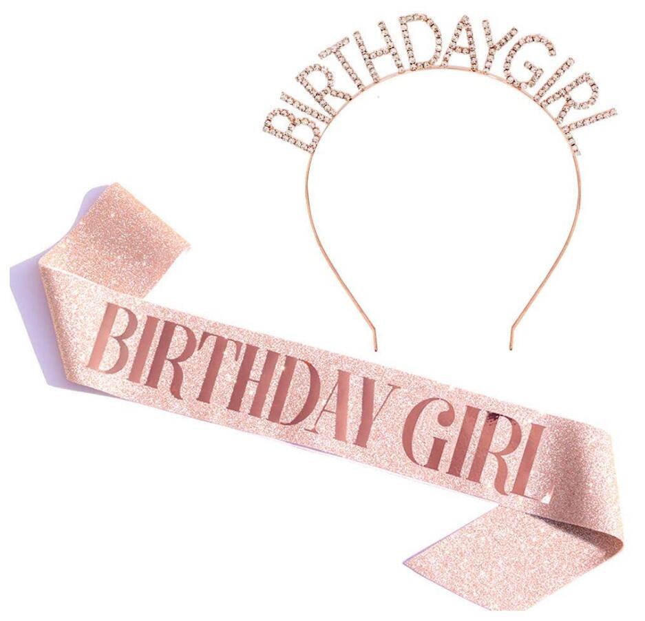Damen Glitzernde Geburtstagskrone mit festlichem Sash Brehn
