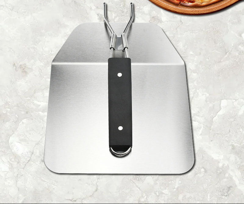 schwere quadratische Edelstahl-Pizzaschaufel mit faltbarem genieteten Griff Brehn