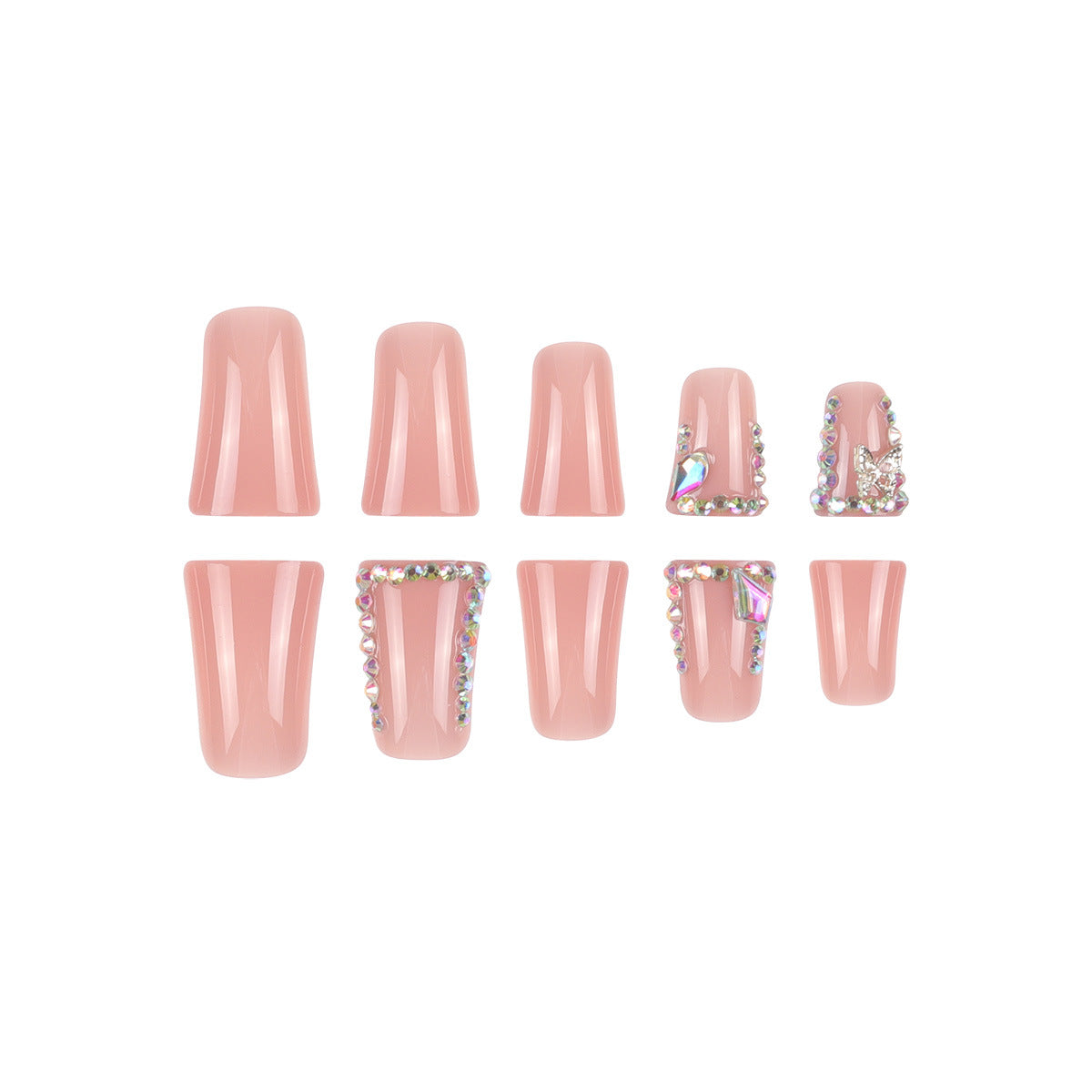 Rhinestone-beschichtete Press-On Nagelkunst Brehn