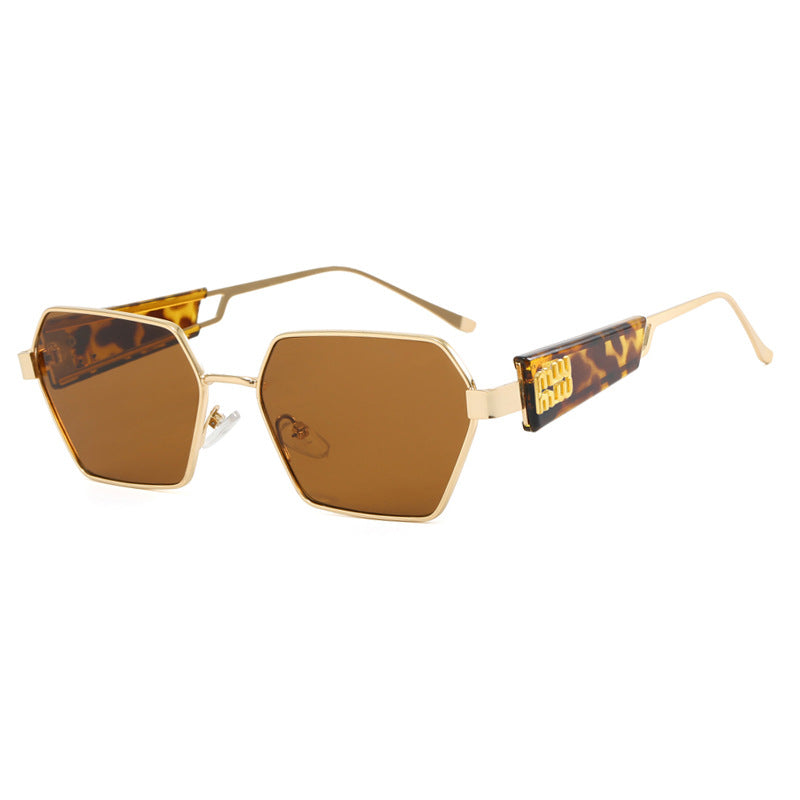 Damen hexagonale Sonnenbrille mit elegantem Metallrahmen und schützenden Gläsern Brehn