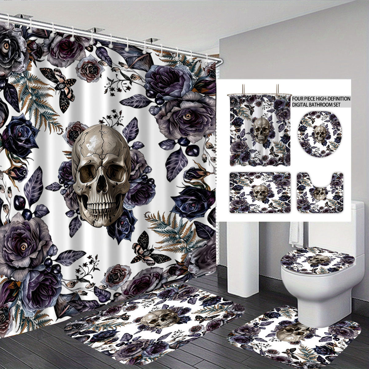 Künstlerisches Skull Badezimmer Dekor Set Brehn