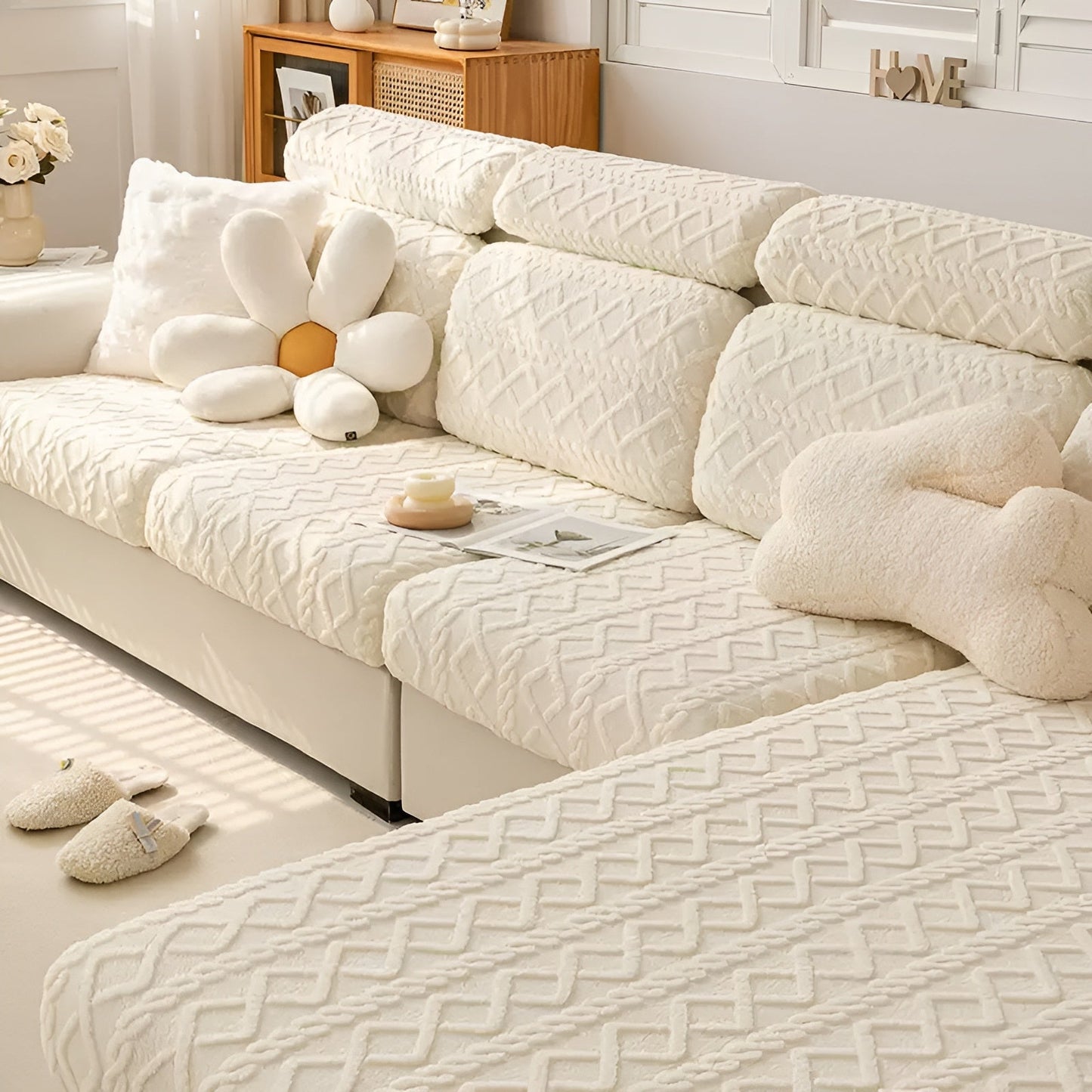 Samt-Sofabezug mit Rautenmuster – Weich & Luxuriös | Passt perfekt auf jedes Sofa