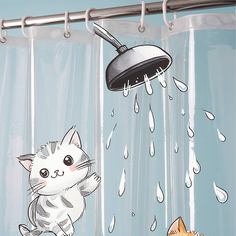 Süßer Duschvorhang im Cartoon-Katzen-Design Brehn