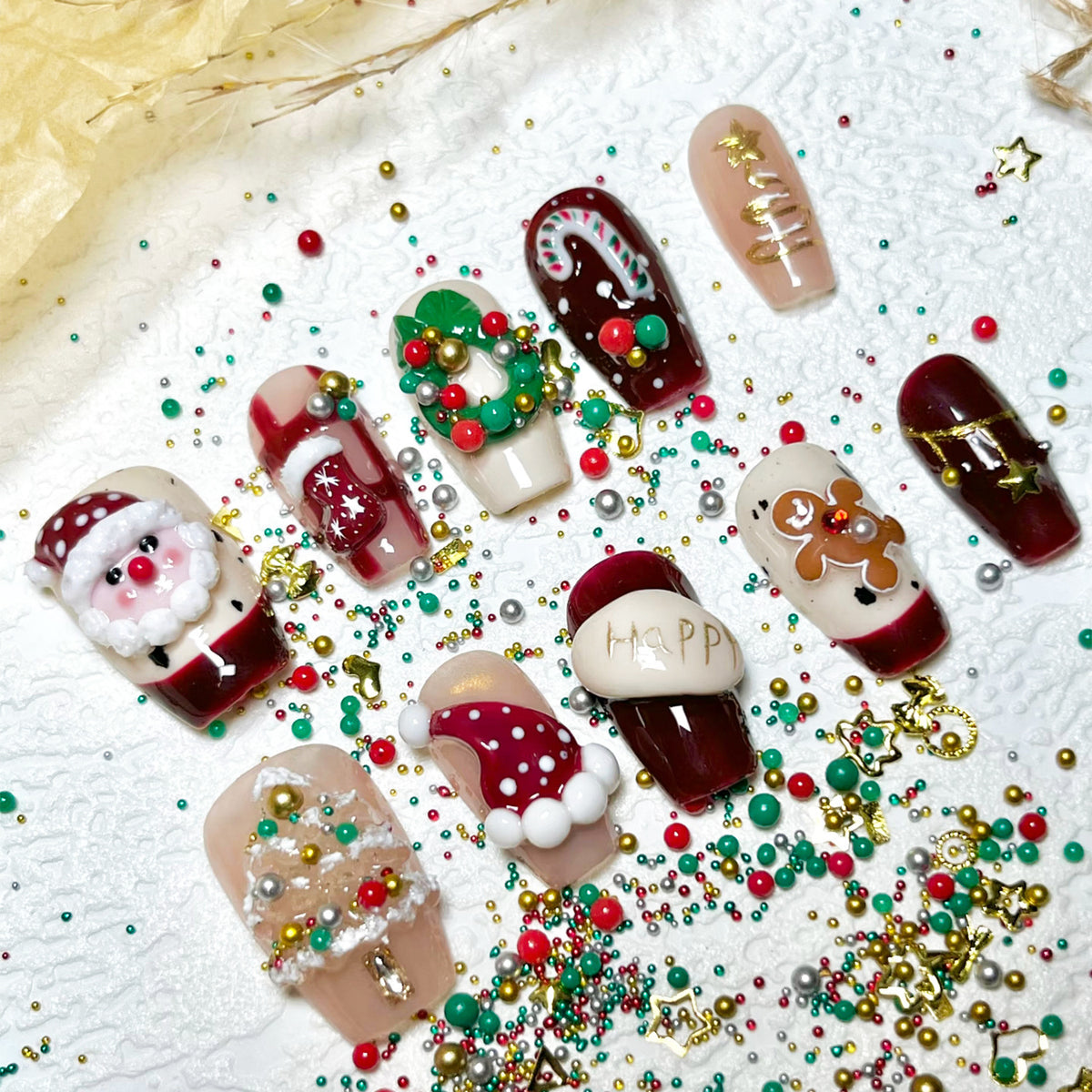 Festliche Feiertags-themed Press-On Nail Art Set Brehn 1790636317