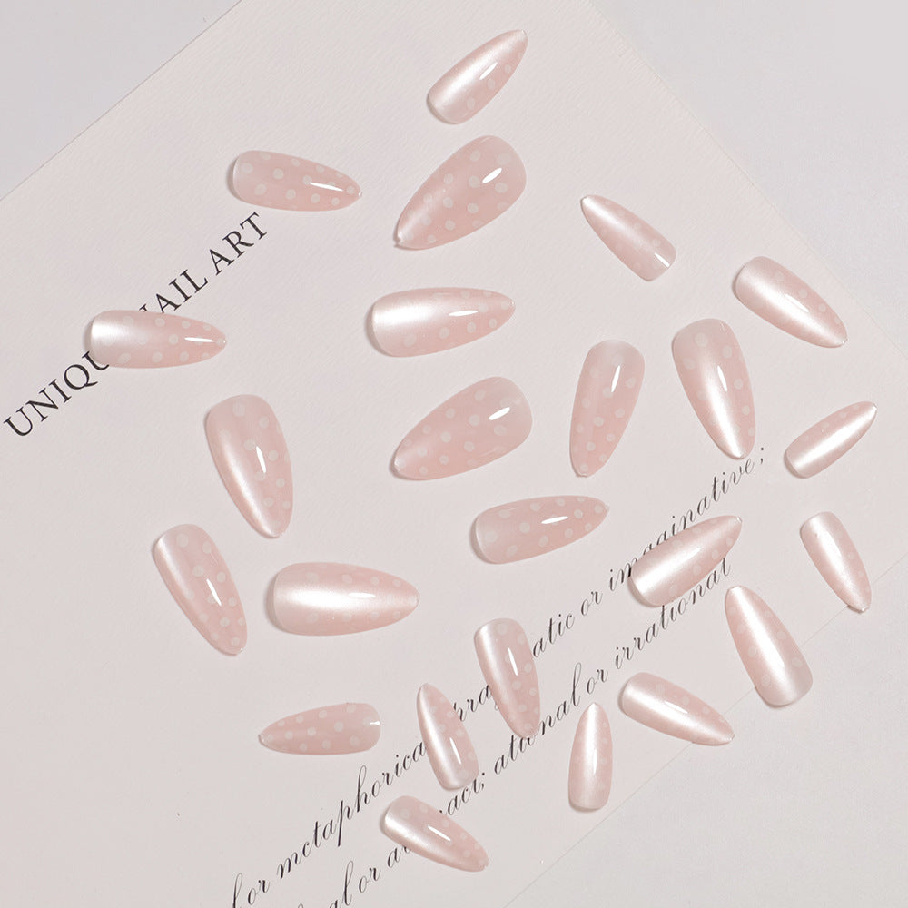 Elegante mandelförmige Press-On Nagelset mit Punkten Design Brehn