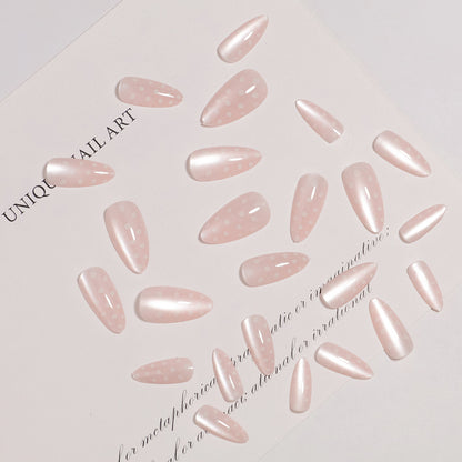 Elegante mandelförmige Press-On Nagelset mit Punkten Design Brehn
