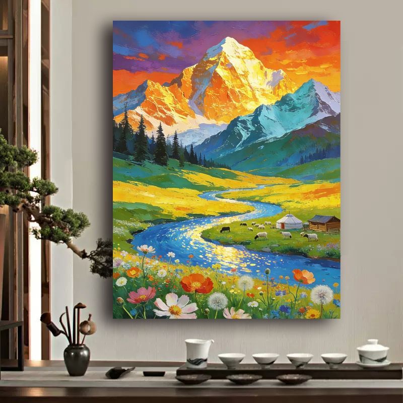Lebendige Berglandschaft Leinwandkunst Brehn