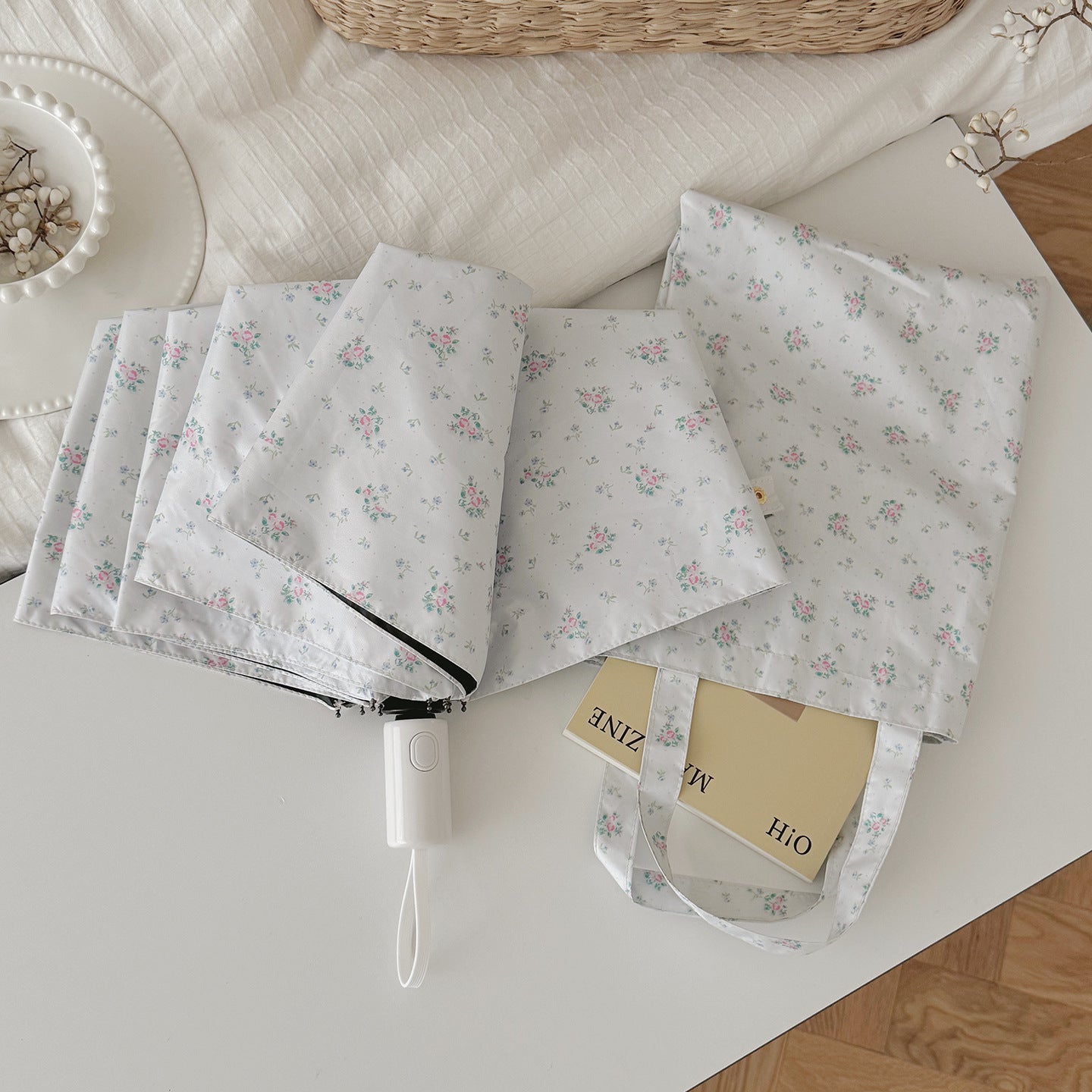Damen Faltbarer Regenschirm mit Blumenmuster Brehn