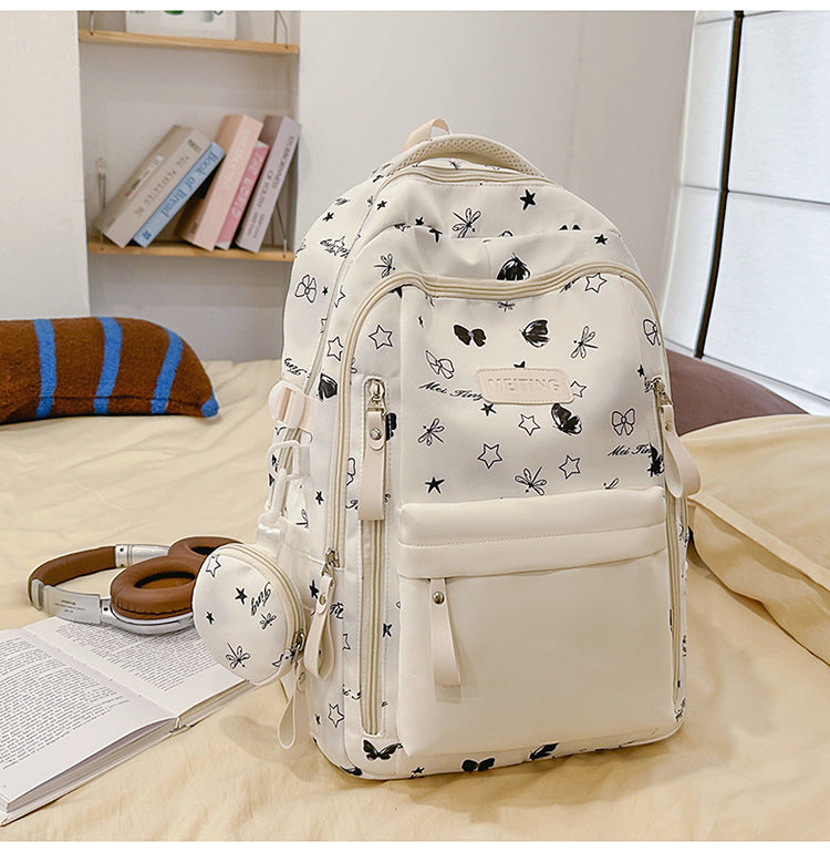 Blumenmuster Mehrfach-Taschen Schulrucksack