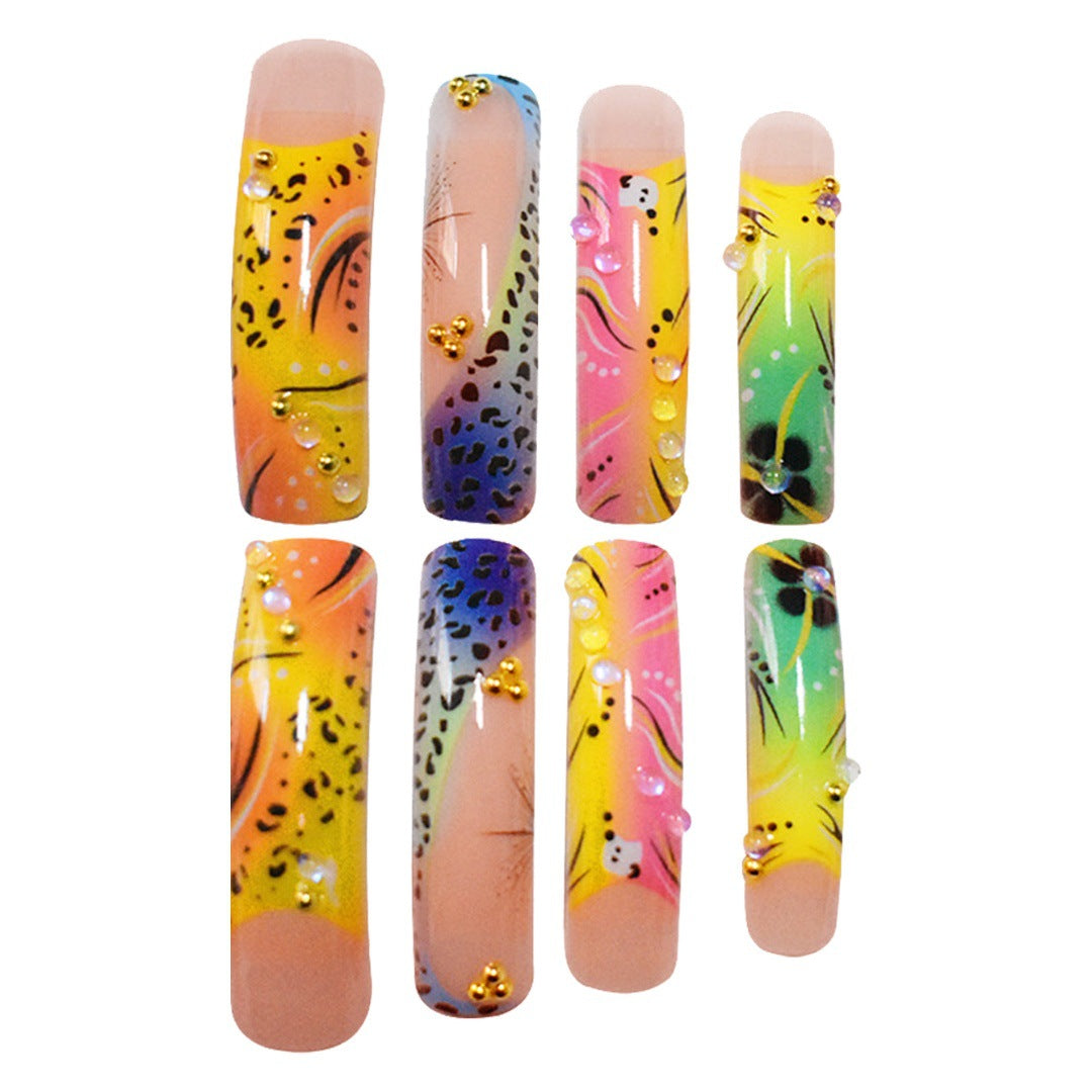 Künstlerische Lange Press-On Nagelkunst Erweiterungen Brehn