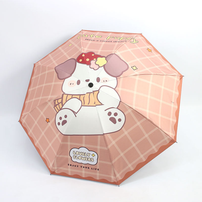 Damen Kawaii Falt-Regenschirm Brehn