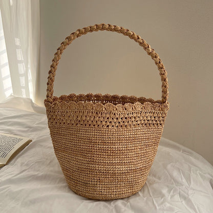 Handgefertigte Strohtasche mit Geometrischem Muster Brehn