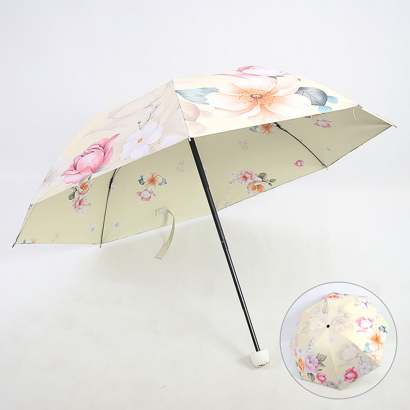 Damen Falt-Regenschirm mit eleganter Blumenoptik Brehn