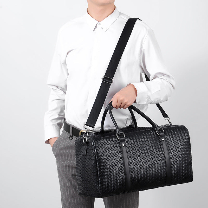 Woven Leather Weekend Duffle Brehn